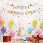 Girlanda pastelové vlaječky 18 cm - veselé narozeniny s ptáčky