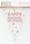 Girlanda vlajky bílá - rosegold - happy birthday - 274 cm