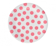 Party papírové talířky - bílo-sv.růžový puntík 6ks 