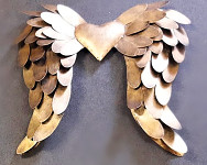 Plechová křídla antik zlatá - 60 cm