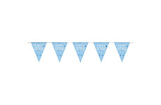 Girlanda vlajky modro - stříbrná - happy birthday - 274 cm 