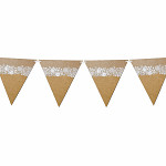 Girlanda papírová vlaječky kraft s krajkou - 220 cm