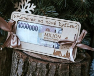 Dřevěná dárková kapsa na peníze (MILIÓN) - na bydlení