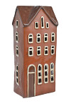 Keramický domeček 29 cm (svícen) - oranžovo - hnědý