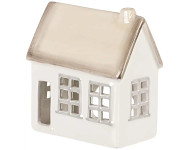 Keramický domek (svícen) - 13 x 11 cm - bílo-krémový