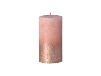 Svíčka rustikální metalická ombré - 7 x 14 cm - růžová