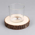 Svícen dřevo/ sklo - 9 cm