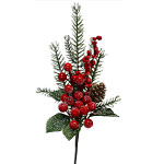 Větvička vánoční s červenými bobulemi -  33 cm