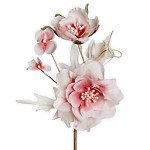 Růže textilní přízdoba 2 květy - pudrově růžová - 22 cm 