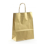 Papírová taška - zlatá kraftová - 18 x 22 cm