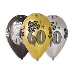 Narozeninové balonky latexové 30 cm - 60. narozeniny - 5 ks