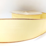 Stuha rypsová se třpytivým lemem - krémová 40 mm/1 m 