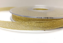 Stuha acetátová s lurexem 10 mm - zlatá - 1m  