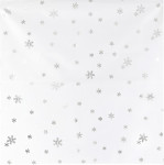 Vánoční ubrus - 80 x 80 cm - bílý se stříbrnými vločkami