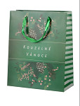 Vánoční dárková taška 23 x 18 x 10 cm - zelená - Kouzelné Vánoce