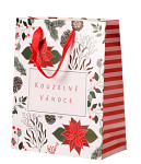 Vánoční dárková taška 32 x 26 x 12 cm - bílá - Kouzelné Vánoce 