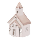 Keramický kostel (svícen) - 15 cm - bílo-krémový