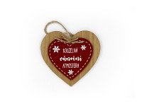 Dřevěné srdce k zavěšení 12 cm - Kouzelná vánoční atmosféra