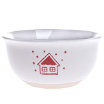 Miska keramická 14 cm 560 ml - bílá s domečkem