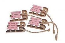Sáňky dřevěné mini 45 mm - růžovo-hnědé 