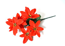 Vánoční hvězda zápich - 5 květů -  30 cm 