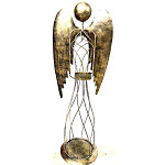 Anděl drátěný s plnými křídly zlatý  - svícen - 60 cm