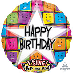 Foliový balónek 71 cm -  Happy Birthday - hrající