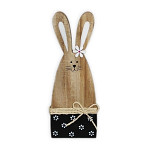 Zajíc dřevo 20 cm - černý s kytičkami Zajíc dřevo 20 cm - černý s kytičkami