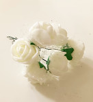 Růžičky pěnové s tylem  - 6 ks - bílé