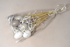 Vajíčka plastová zápich 4 cm  - šedá kropenatá - 12 ks