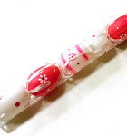 Vajíčka PVC 4 cm v tubě - bílo růžové - kytičky a puntíky - 6 ks  