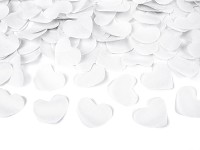 Vystřelovací konfety 40 cm - bílá srdíčka