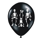 Balónky Halloween - černé s kostrou - 6 ks