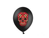 Balónky Halloween - černé s lebkou - 6 ks 