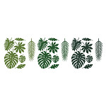 Papírové listy tropické zelené - 21 ks (7 tvarů)