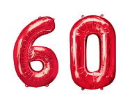 Foliové balonky 86 cm  - číslo 60 - červené