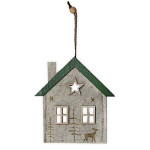 Domeček filc/dřevo závěs 15 cm - béžovo- mátový