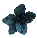 Květ magnolie sametový glitter 14 cm - tm.modrý