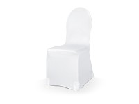 Potah na židli - bílý elastický - půjčovna
