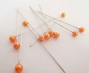 Špendlík  - oranžová perla malá - 1ks