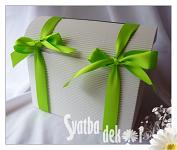Svatební pokladnička - papírová - střední - zelená stuha