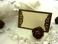 Jmenovka hnědá 93 x 60 mm - ornament - 46 ks