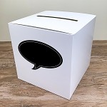 Krabička na peníze (přání) - bílá s černou bublinou bez nápisu