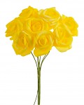 Pěnové žluré růže s drátkem - 8 ks