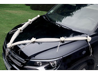 Komplet na auto - růže satén - krémové