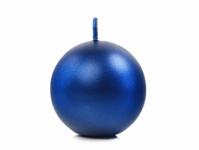 Svíčka koule adventní - tm.modrá metalická 60mm - 4 ks