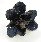 Květ magnolie sametový glitter - tm.modrý - 15 cm