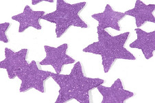 Hvězdičky ploché mix velikostí - sv.fialové glitter 8ks