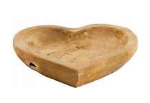 Dřevěná miska srdce - teakové dřevo - 25 cm