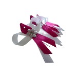 Svatební mašličky s kytičkou 4 cm - bílo-malinové